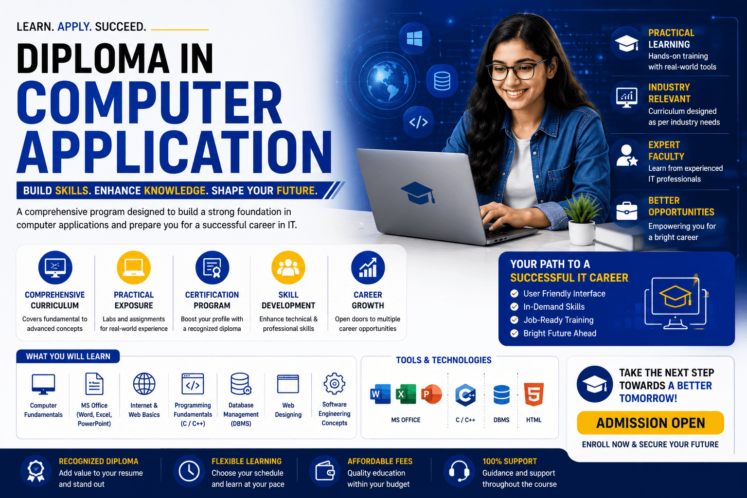 Diploma in Computer Application course at Exatech with practical computer training