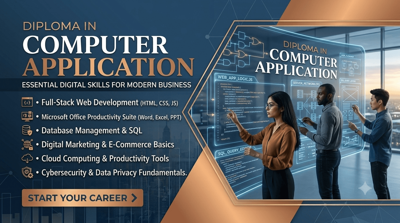Diploma in Computer Application course at Exatech with practical computer training