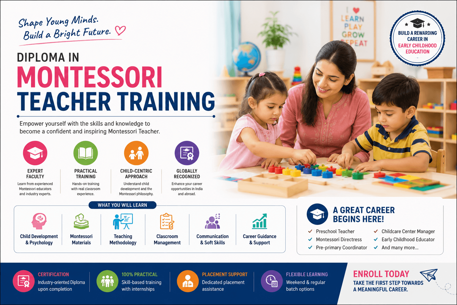 Diploma in Montessori Teacher Training course at Exatech, Trivandrum